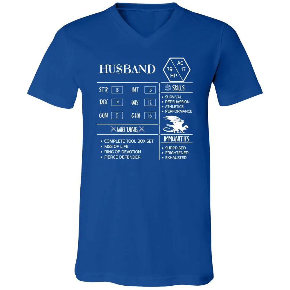 Husband Stats 2 Unisex V-Neck T-Shirt - True Royal - 4
