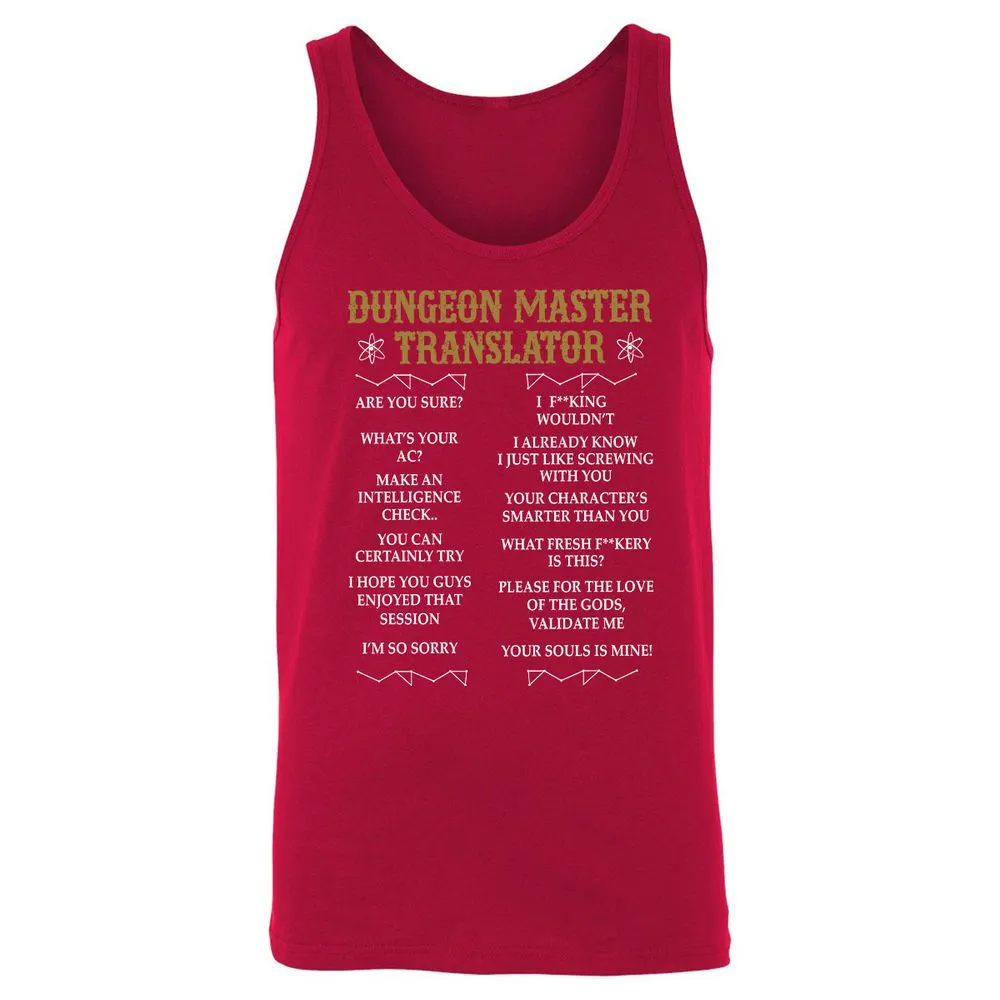 Dungeon Master Translator Unisex Jersey Tank - Red - 11