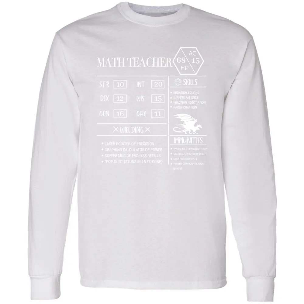 Math Teacher New Long Sleeve T-Shirt - White - 5