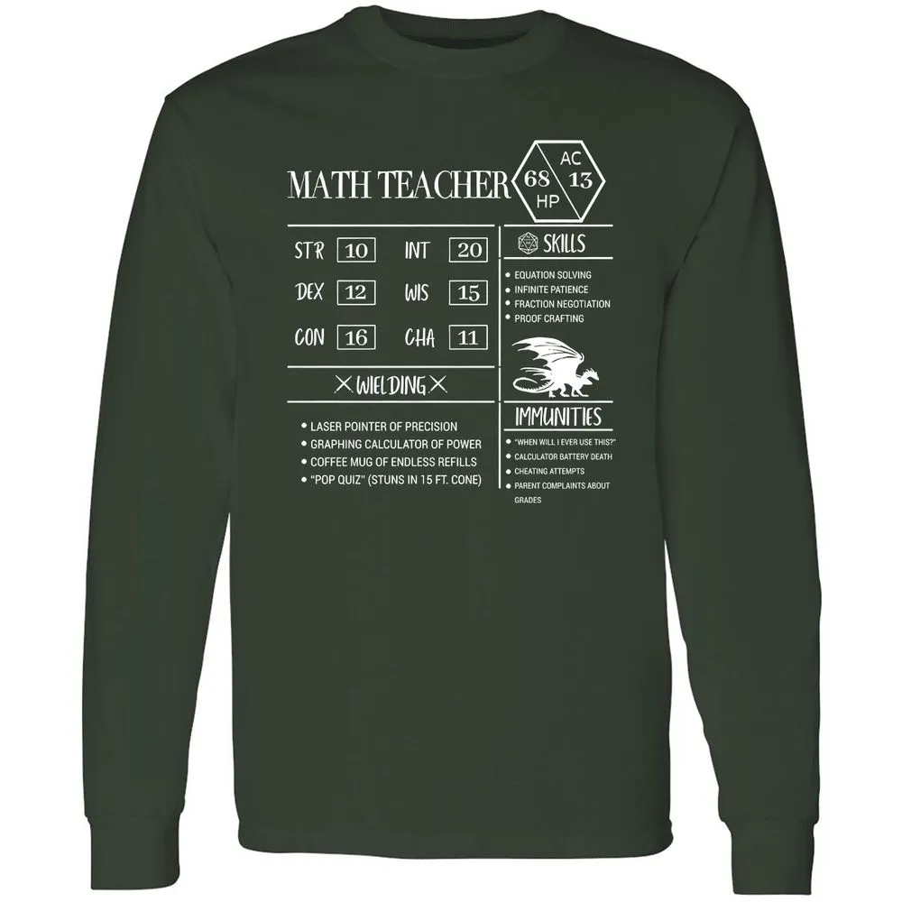 Math Teacher New Long Sleeve T-Shirt - Forest Green - 4
