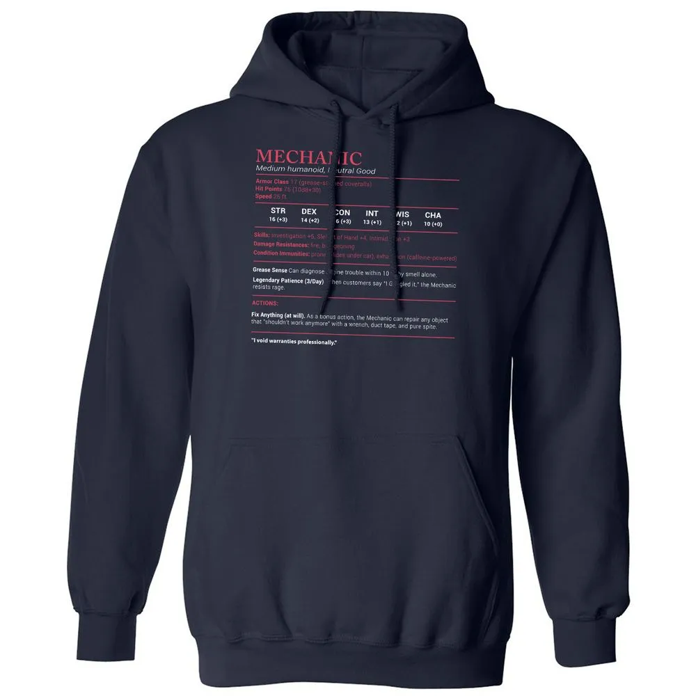 Mechanic Stats Classic Unisex Hoodie - Navy - 2