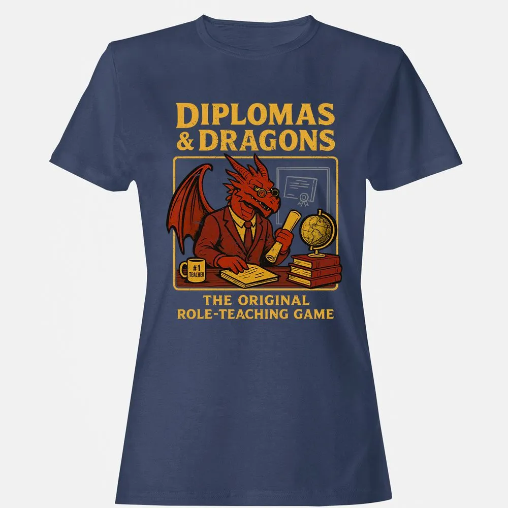 Diplomas & Dragons Women's T-Shirt - Navy - 10