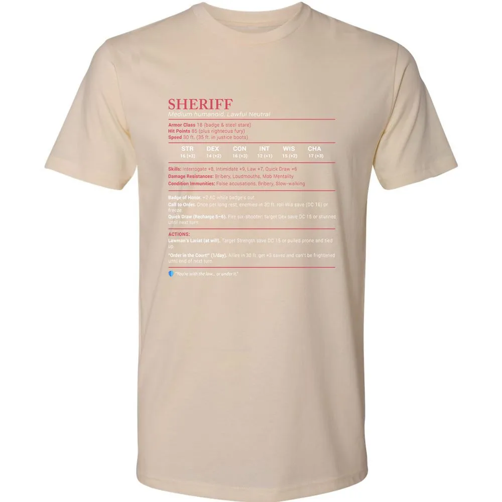 Sheriff Stats Premium Unisex T-Shirt - Cream - 14