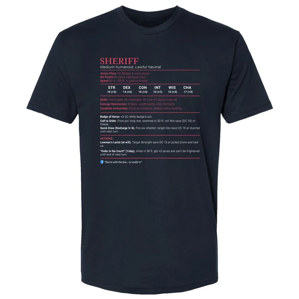 Sheriff Stats Premium Unisex T-Shirt - Midnight Navy - 2