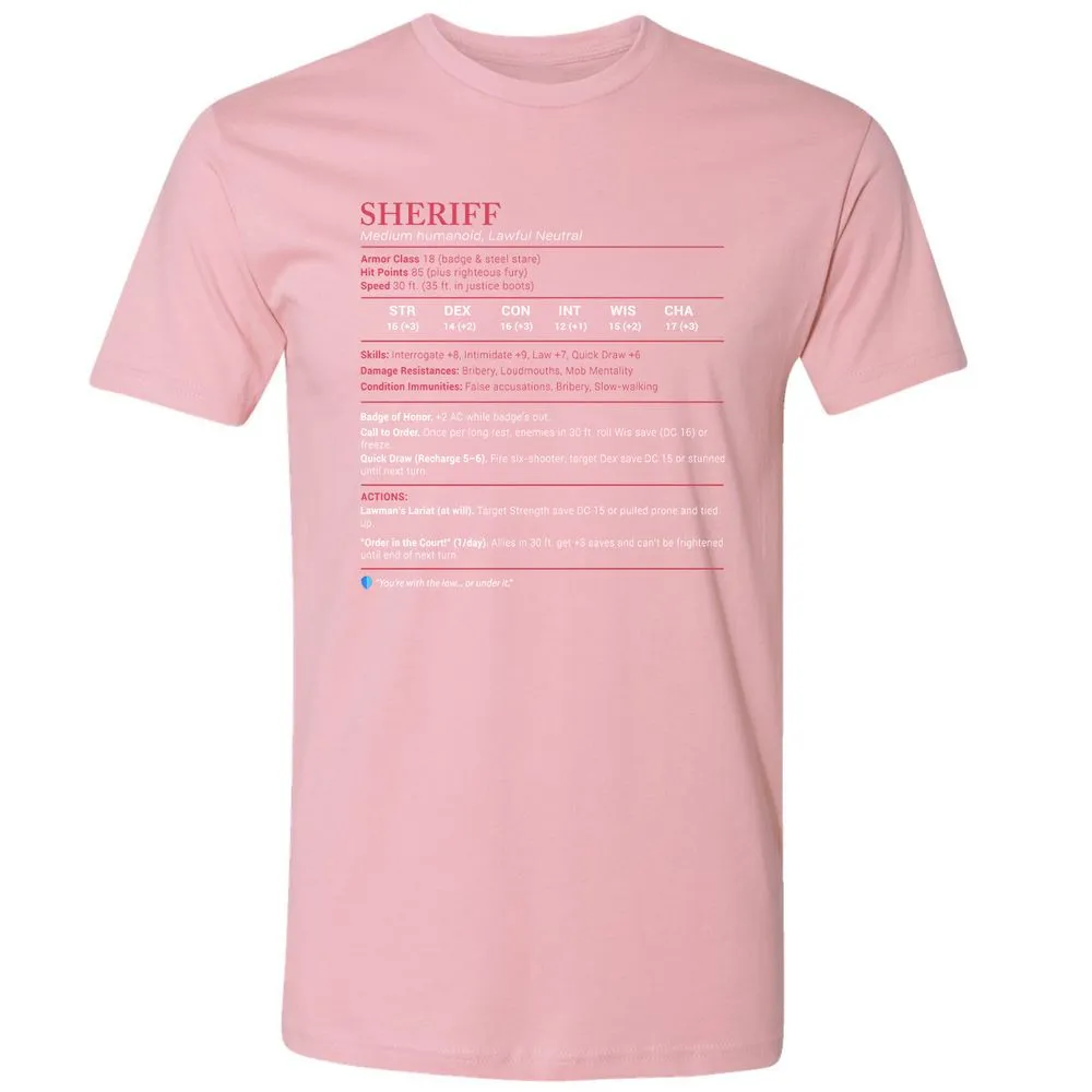 Sheriff Stats Premium Unisex T-Shirt - Light Pink - 3