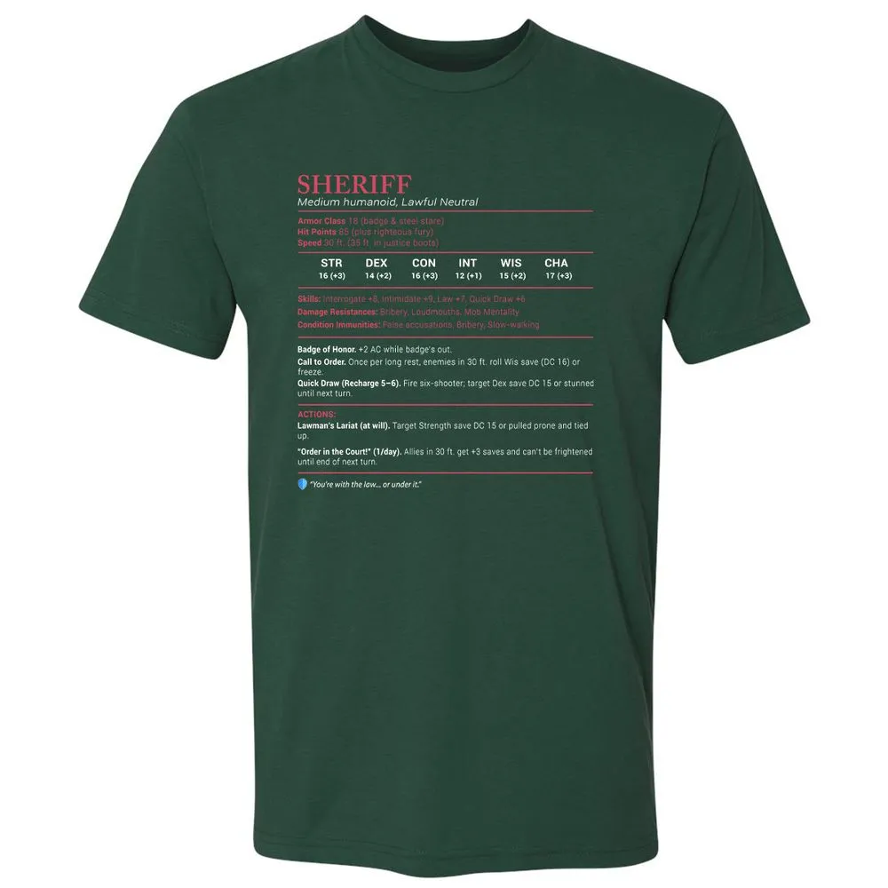 Sheriff Stats Premium Unisex T-Shirt - Forest Green - 13