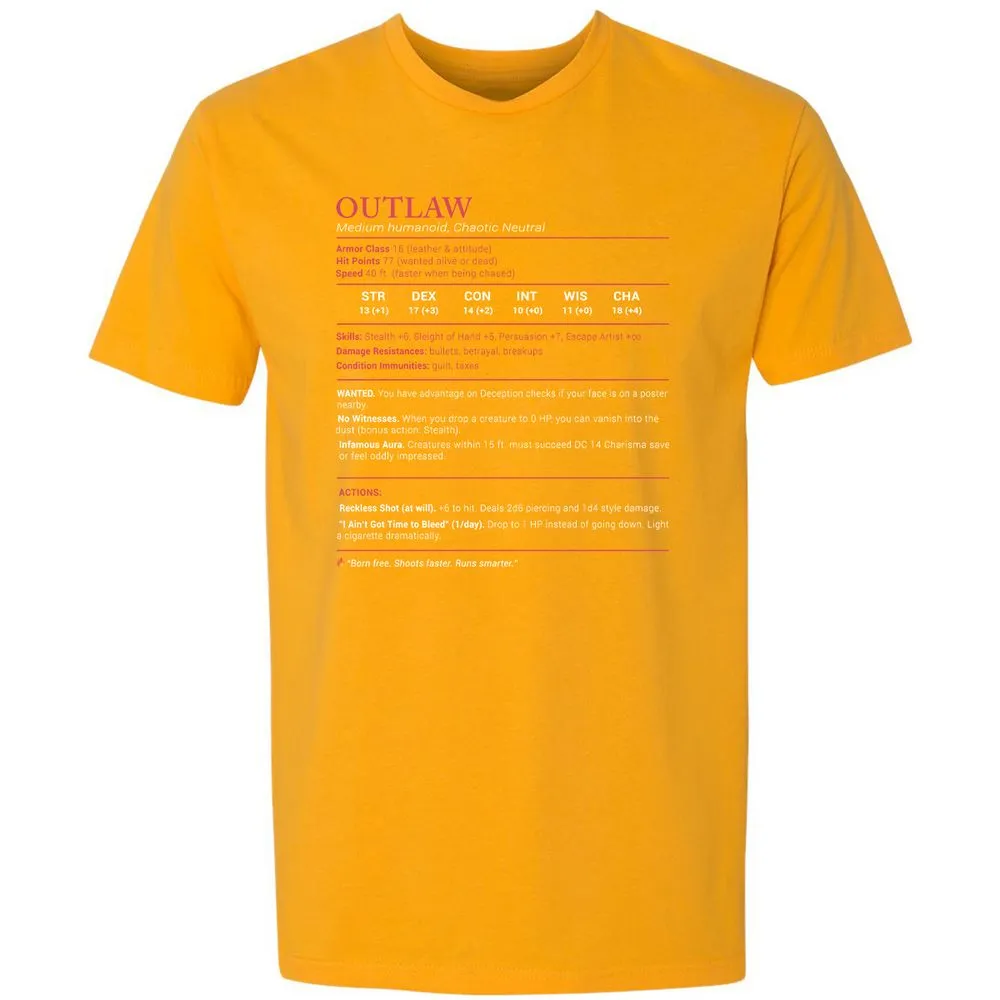 Outlaw Stats Premium Unisex T-Shirt - Gold - 12
