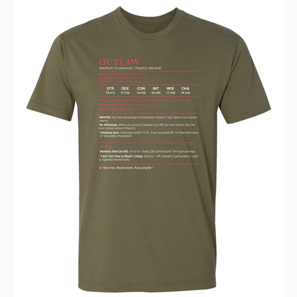 Outlaw Stats Premium Unisex T-Shirt - Military Green - 5