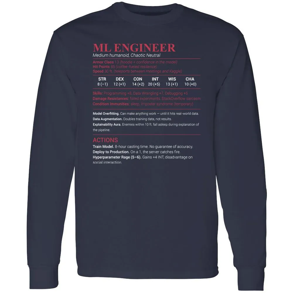 ML Engineer Long Sleeve T-Shirt - Navy - 2