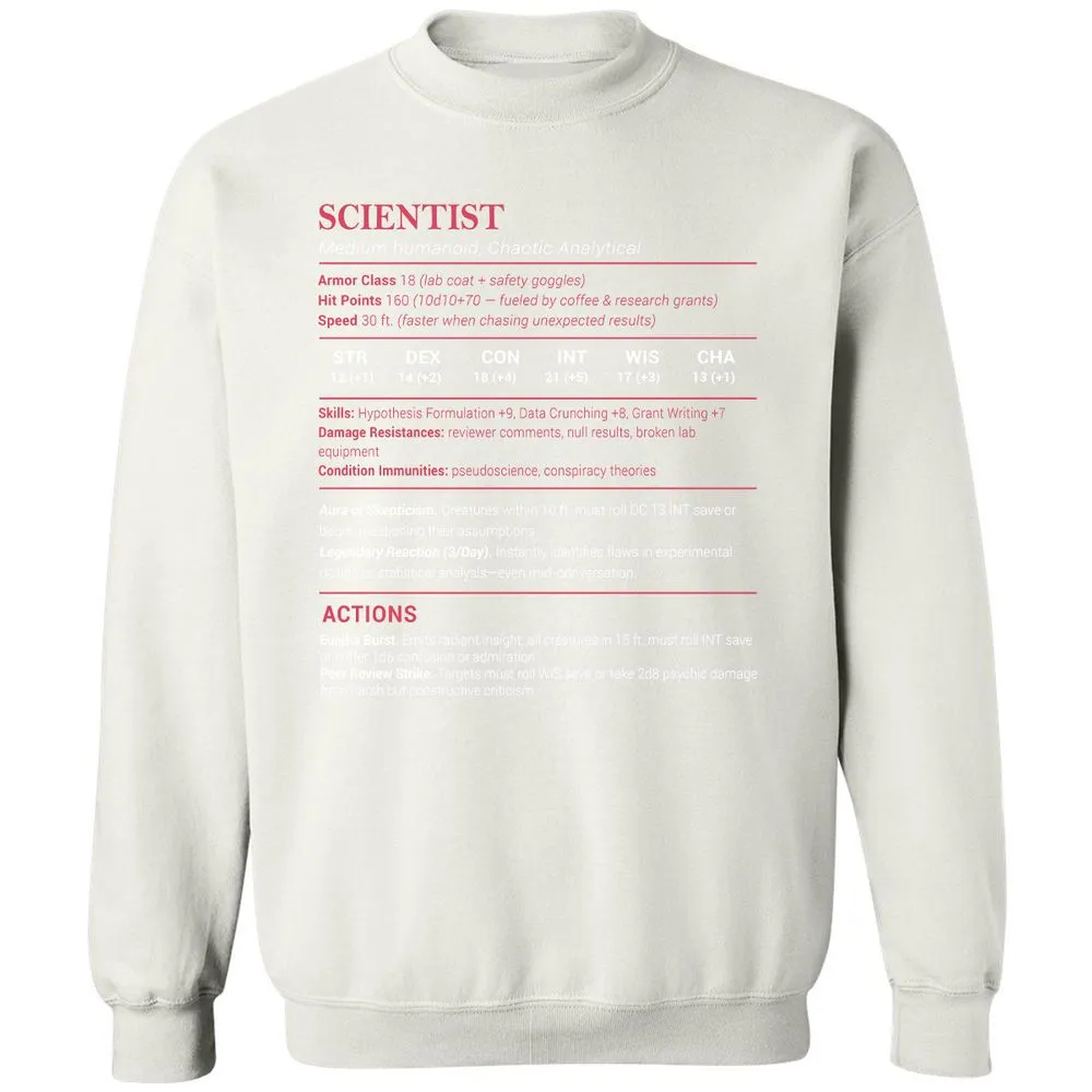 Scientist Stats Classic Unisex Sweatshirt - White - 12