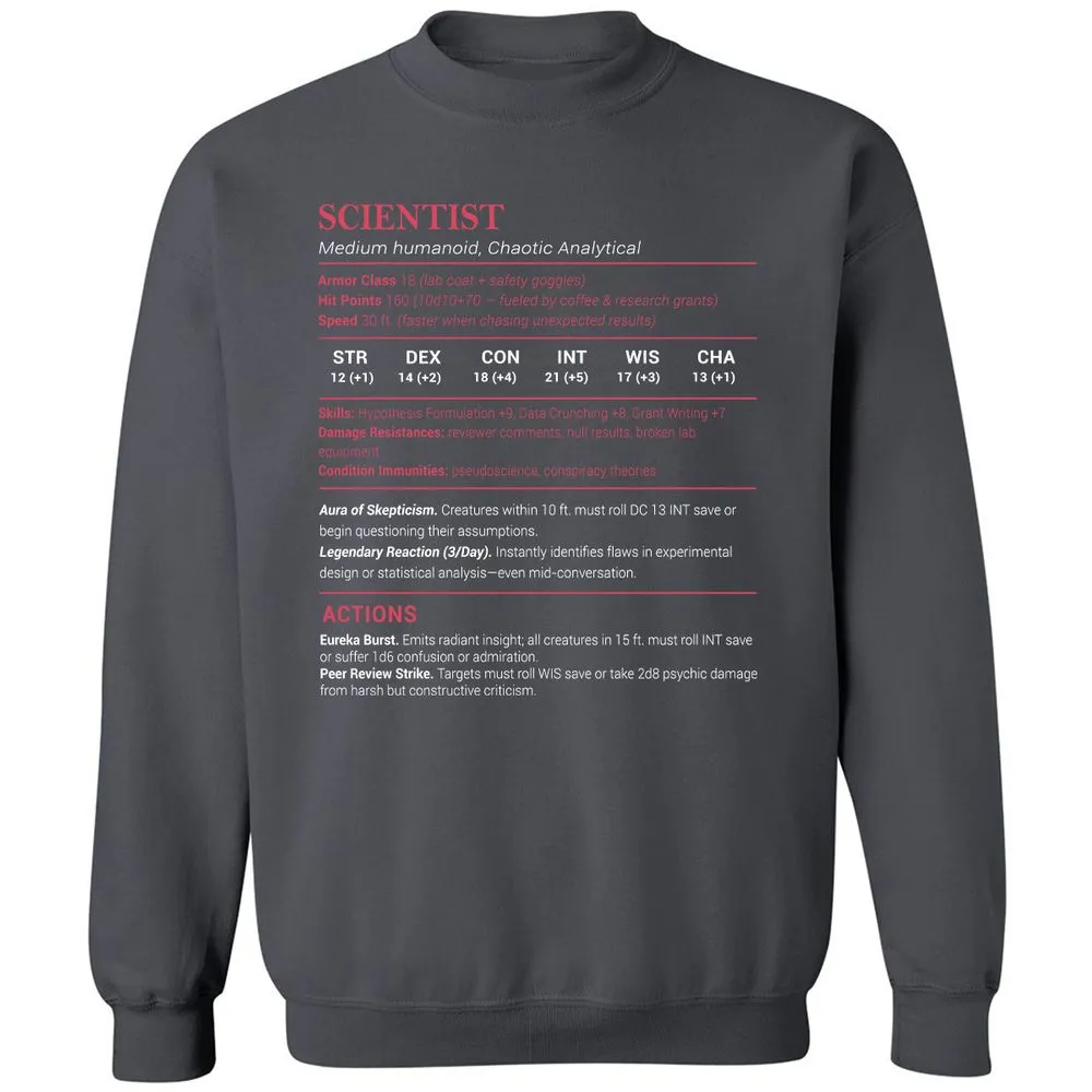 Scientist Stats Classic Unisex Sweatshirt - Charcoal - 7