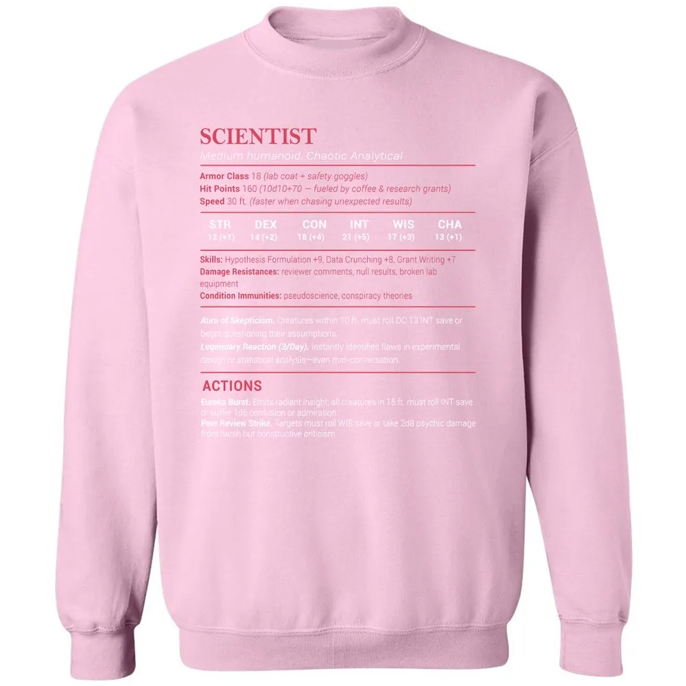 Scientist Stats Classic Unisex Sweatshirt - Light Pink - 3