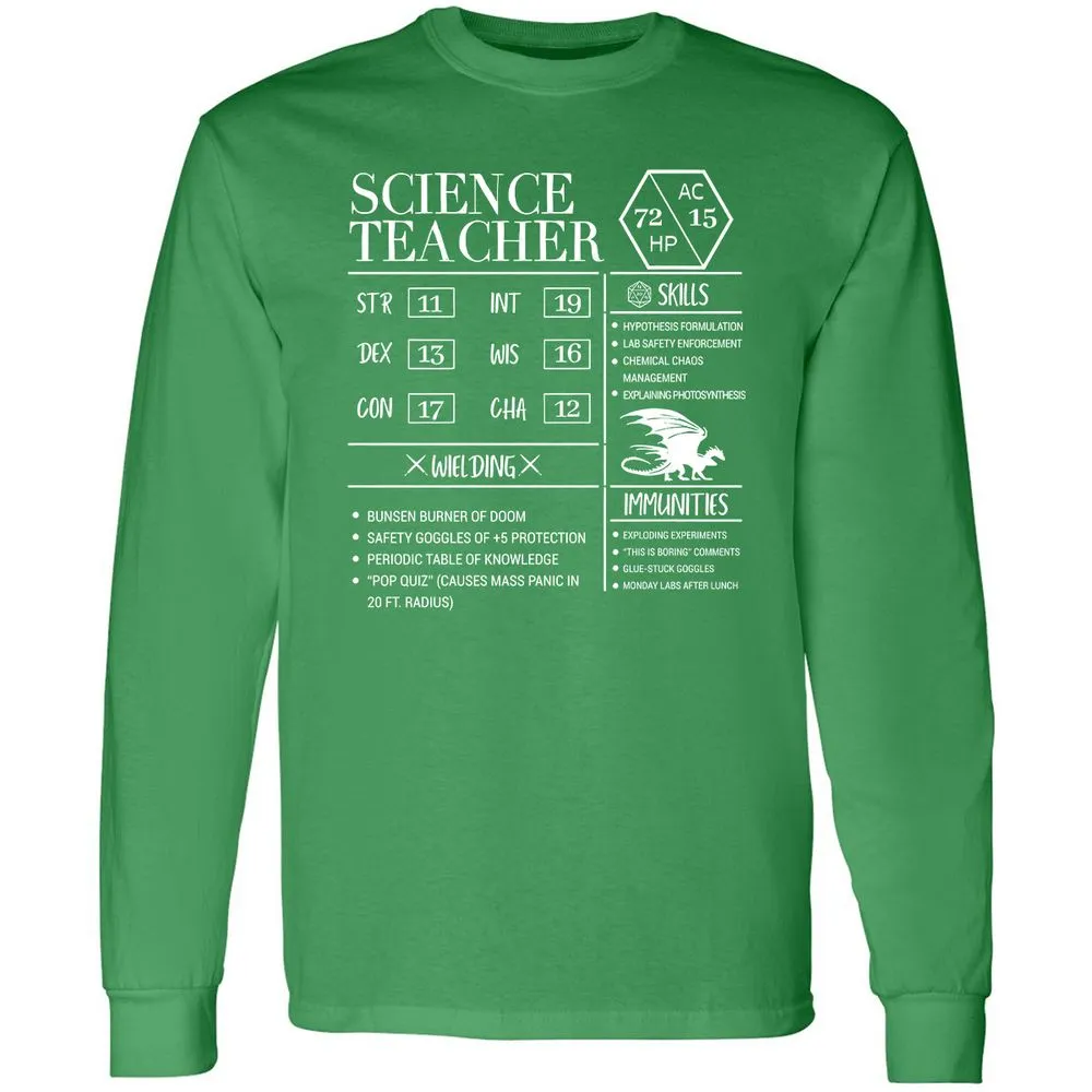 Science Teacher New Long Sleeve T-Shirt - Irish Green - 10