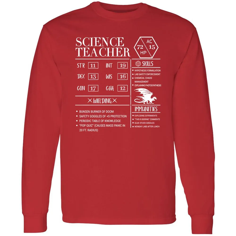 Science Teacher New Long Sleeve T-Shirt - Red - 14