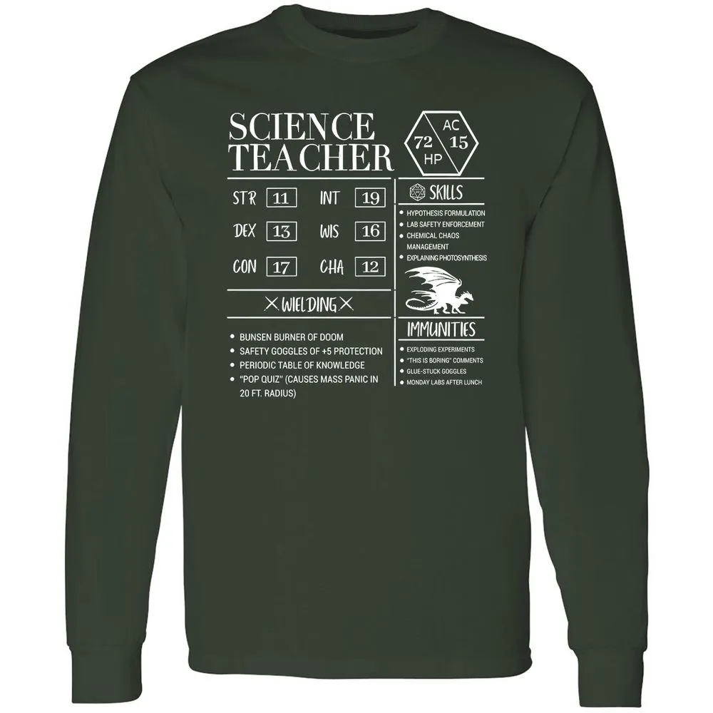 Science Teacher New Long Sleeve T-Shirt - Forest Green - 4
