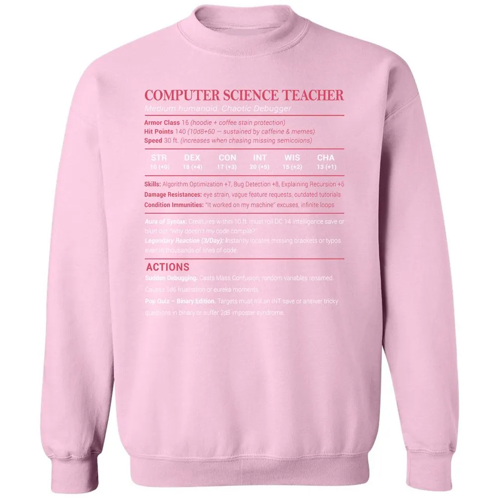 Computer Science Teacher Classic Unisex Sweatshirt - Light Pink - 3