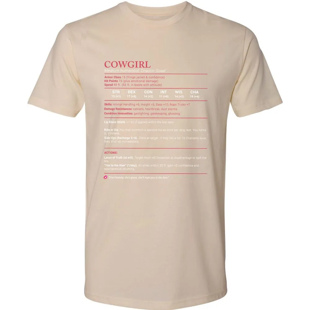 Cowgirl Stats Premium Unisex T-Shirt - Cream - 14