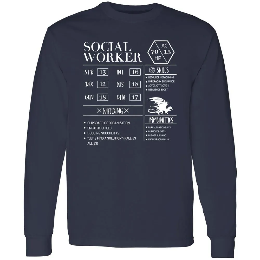 Social Worker New Long Sleeve T-Shirt - Navy - 2