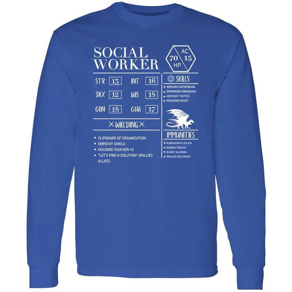Social Worker New Long Sleeve T-Shirt - Royal - 8