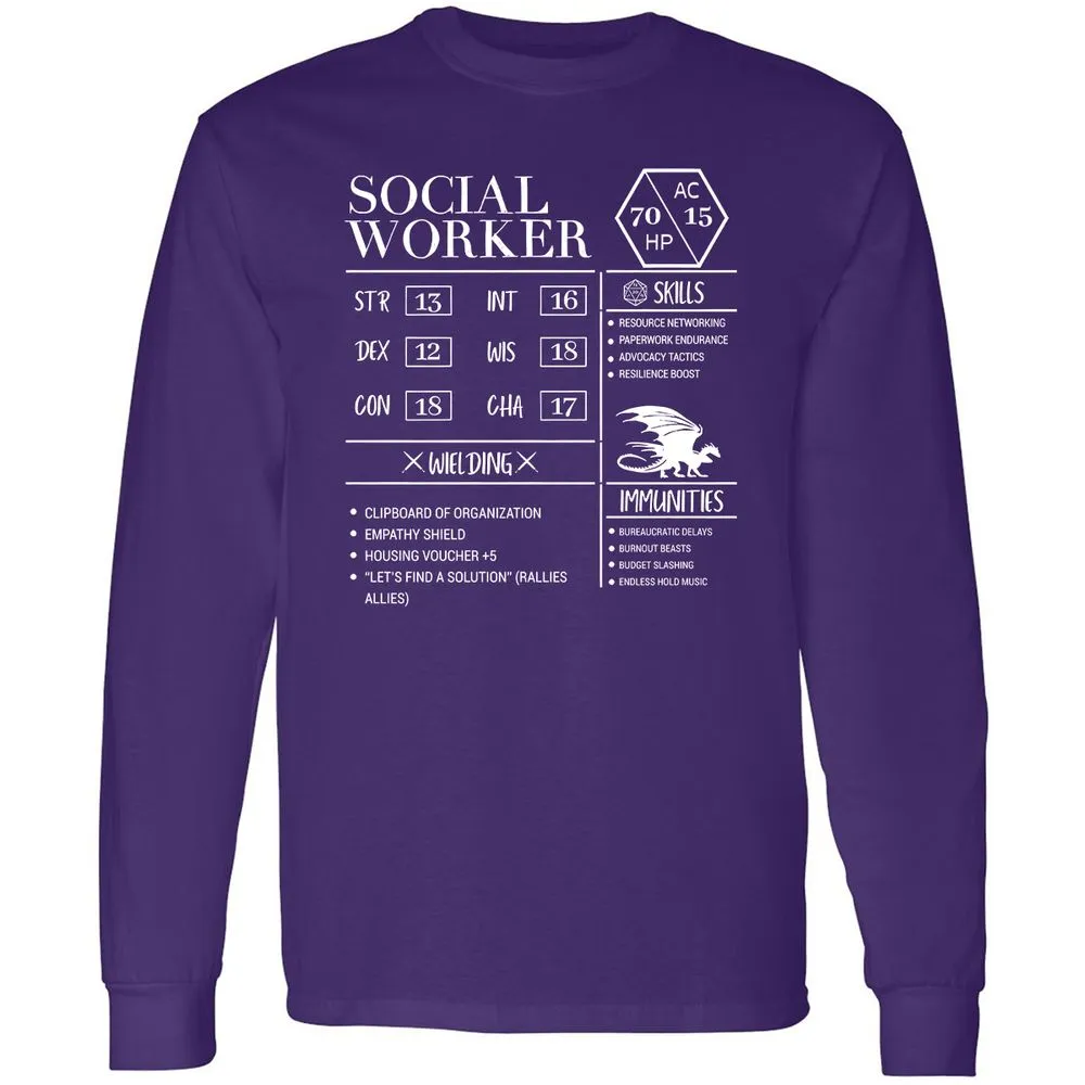 Social Worker New Long Sleeve T-Shirt - Purple - 13