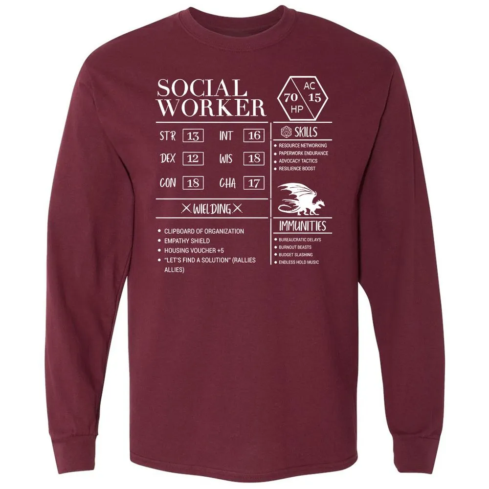 Social Worker New Long Sleeve T-Shirt - Maroon - 11