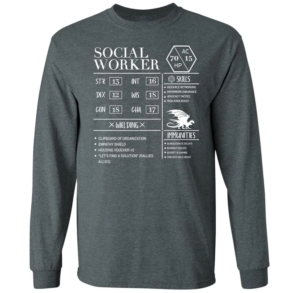 Social Worker New Long Sleeve T-Shirt - Dark Heather - 15
