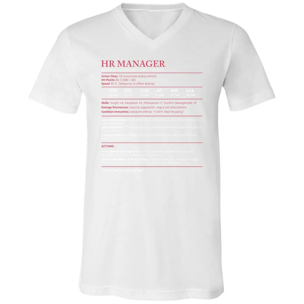 HR Manager Stats Unisex V-Neck T-Shirt - White - 5