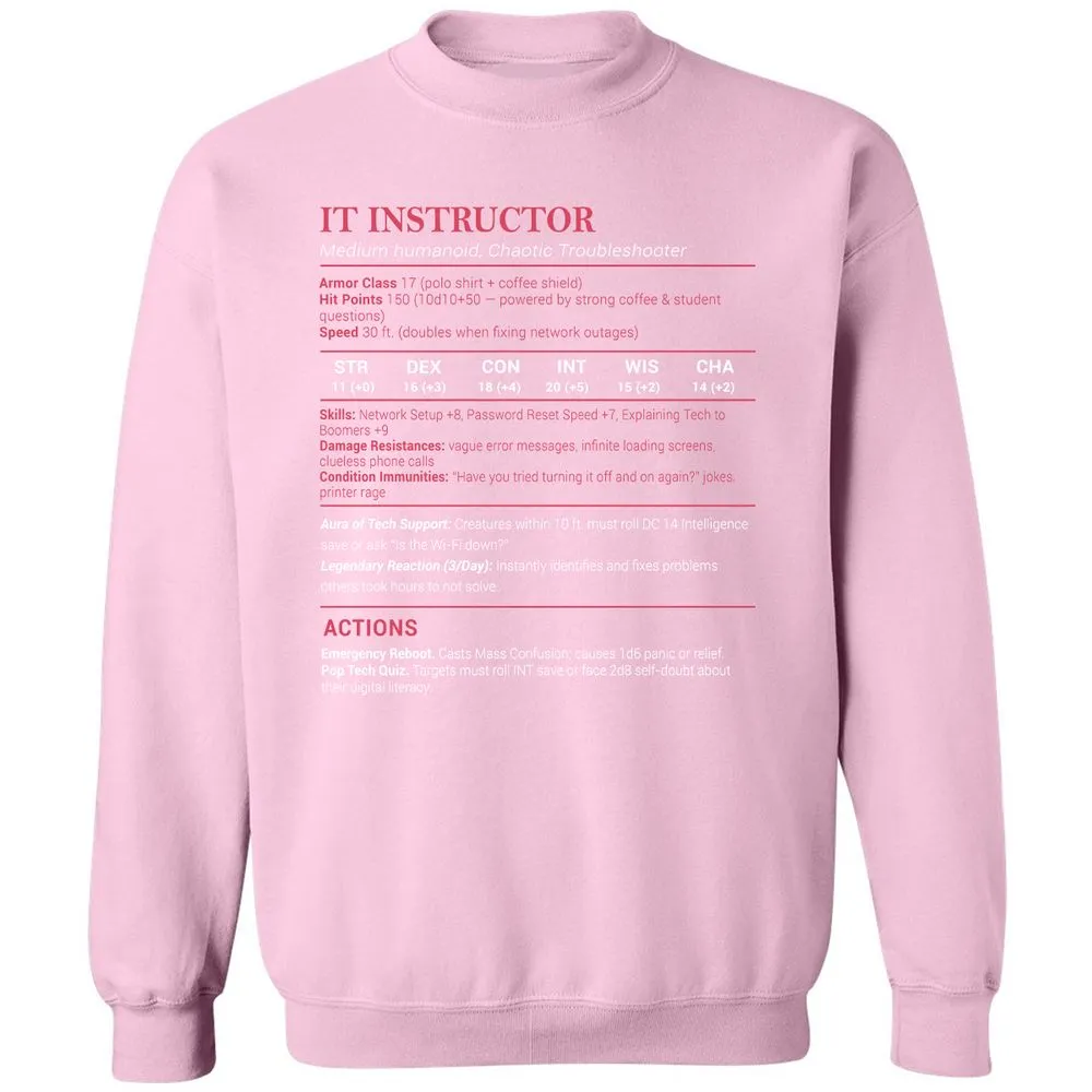 IT Instructor Classic Unisex Sweatshirt - Light Pink - 3