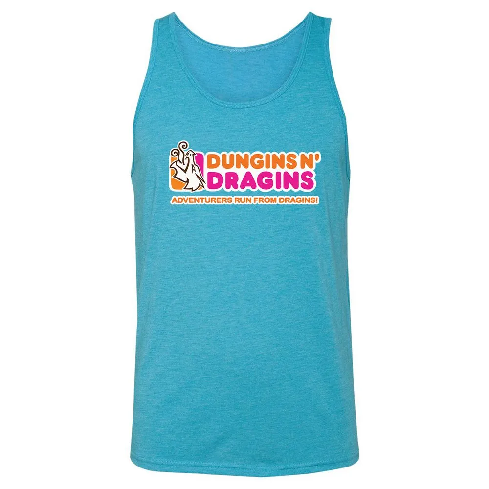 Dungins & Dragins Unisex Jersey Tank - Aqua Triblend - 3