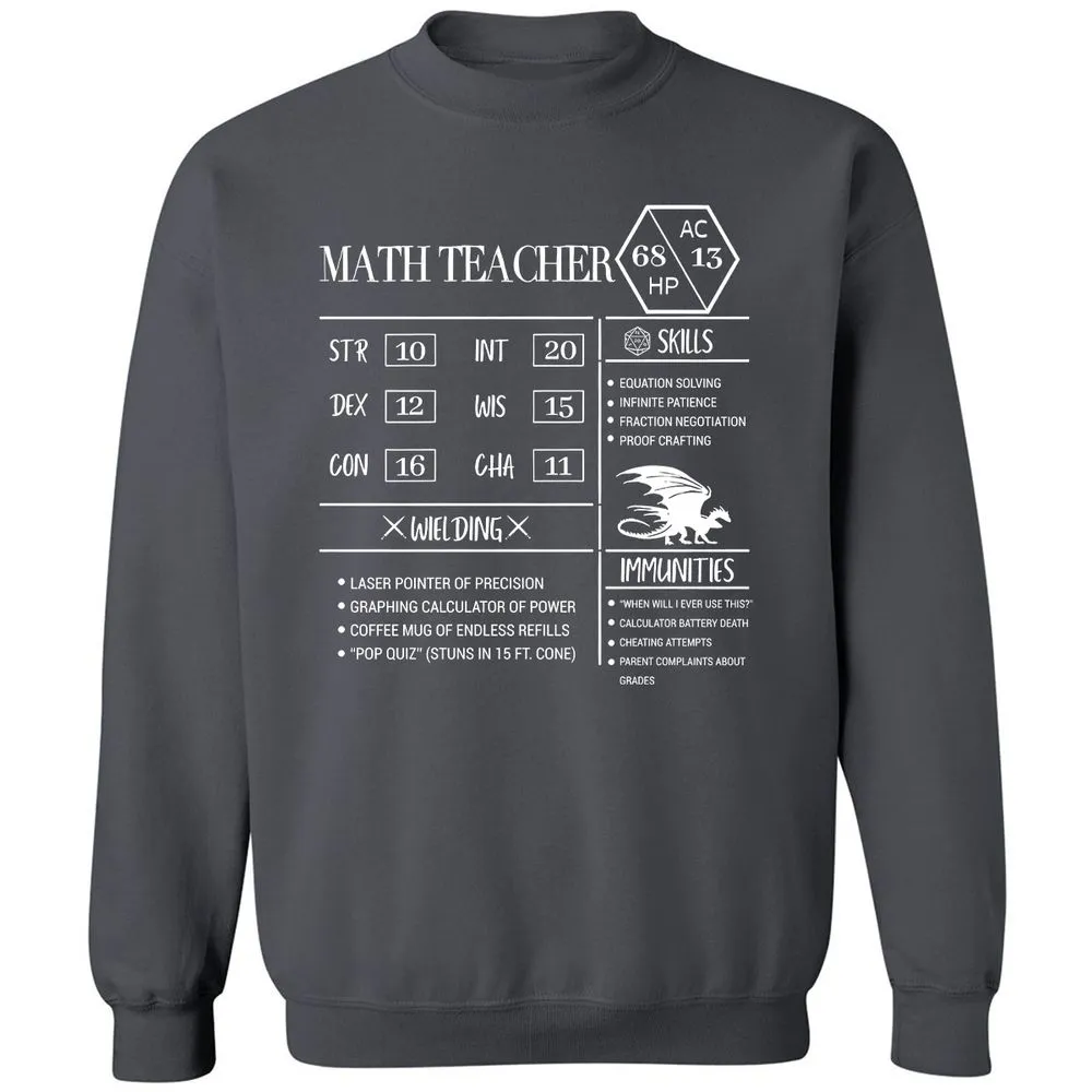 Math Teacher New Classic Unisex Sweatshirt - Charcoal - 7