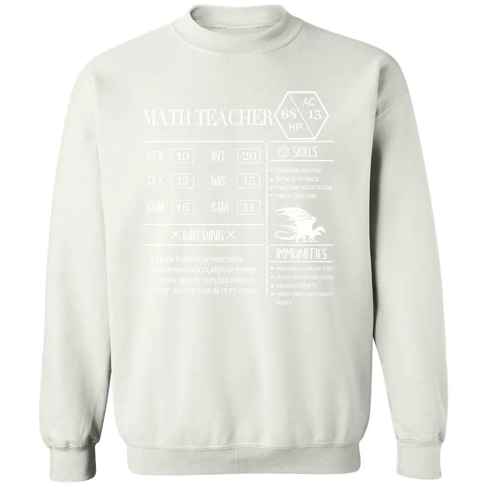 Math Teacher New Classic Unisex Sweatshirt - White - 12