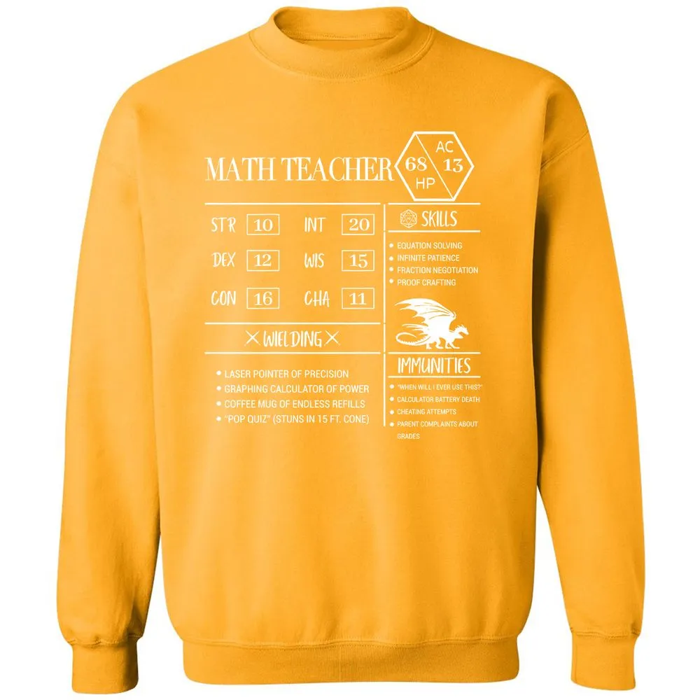 Math Teacher New Classic Unisex Sweatshirt - Gold - 11