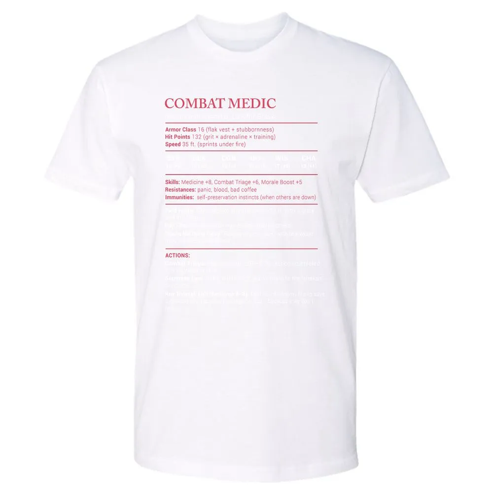 Combat Medic Stats Premium Unisex T-Shirt - White - 4