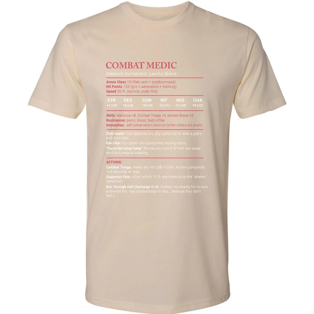 Combat Medic Stats Premium Unisex T-Shirt - Cream - 14