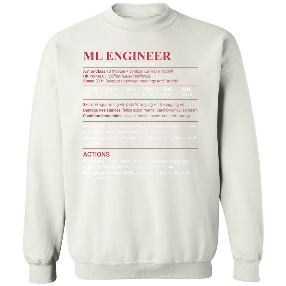 ML Engineer Classic Unisex Sweatshirt - White - 12