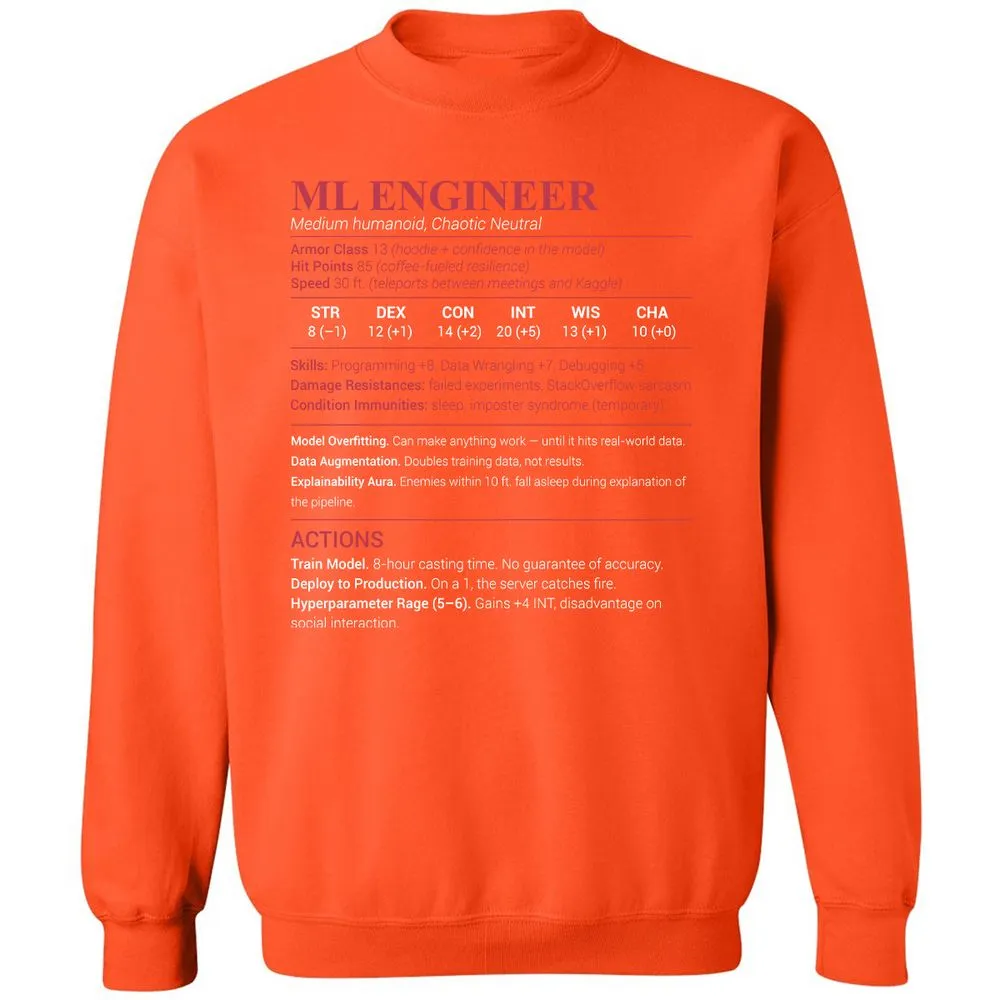 ML Engineer Classic Unisex Sweatshirt - Orange - 10