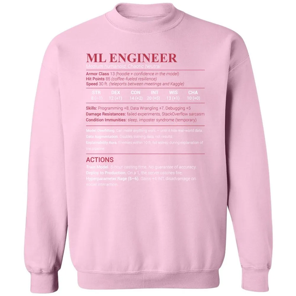 ML Engineer Classic Unisex Sweatshirt - Light Pink - 3