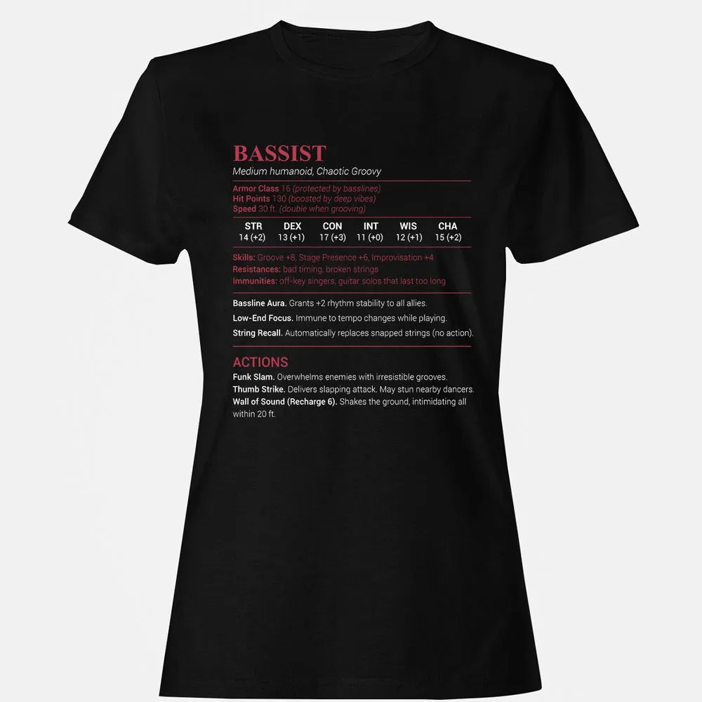 Bassist Stats Women's T-Shirt - Black - 1