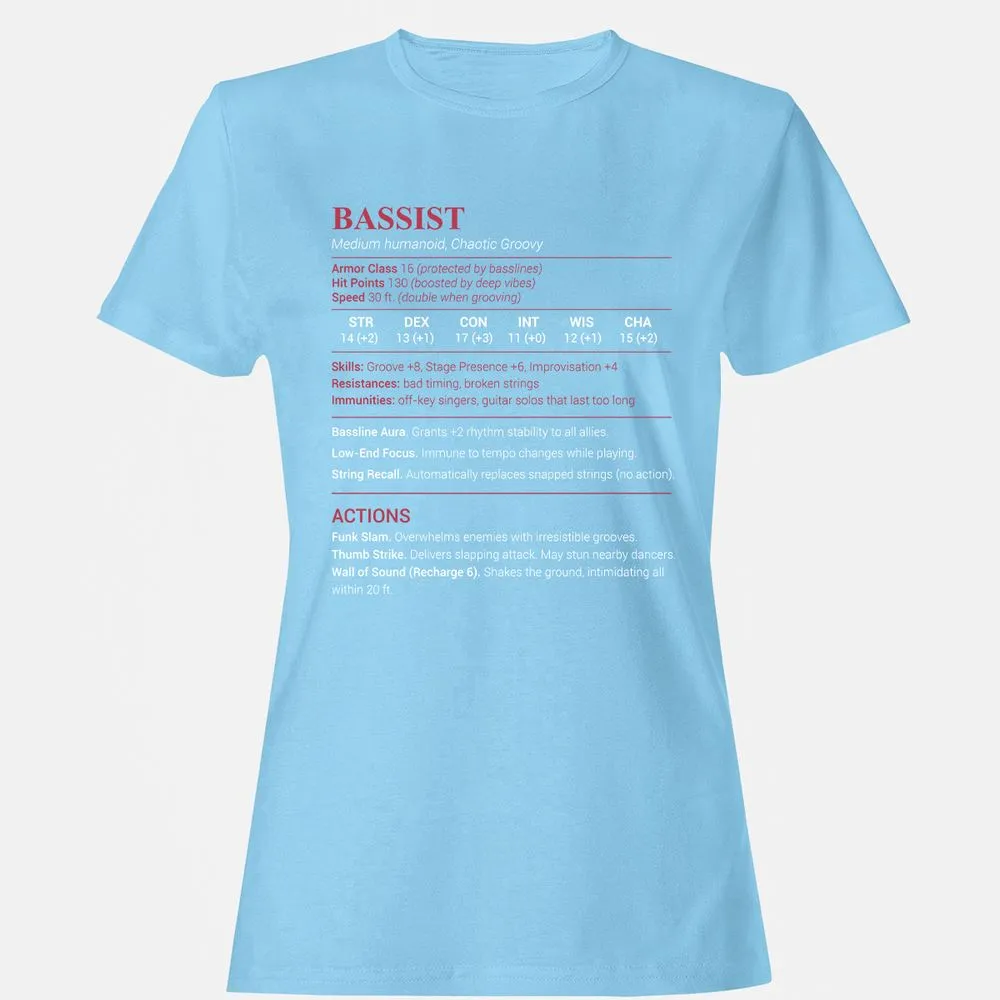 Bassist Stats Women's T-Shirt - Light Blue - 8