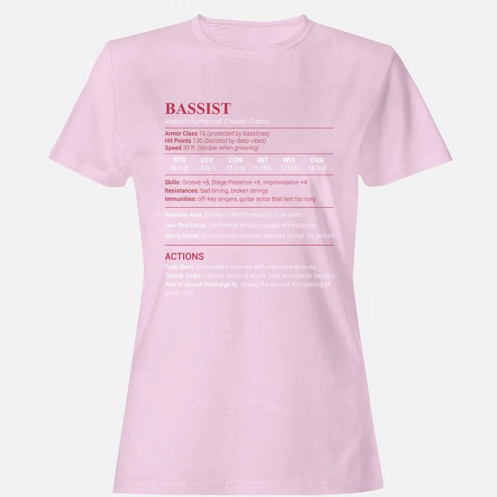 Bassist Stats Women's T-Shirt - Light Pink - 9
