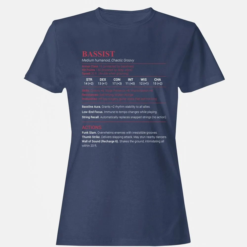 Bassist Stats Women's T-Shirt - Navy - 10