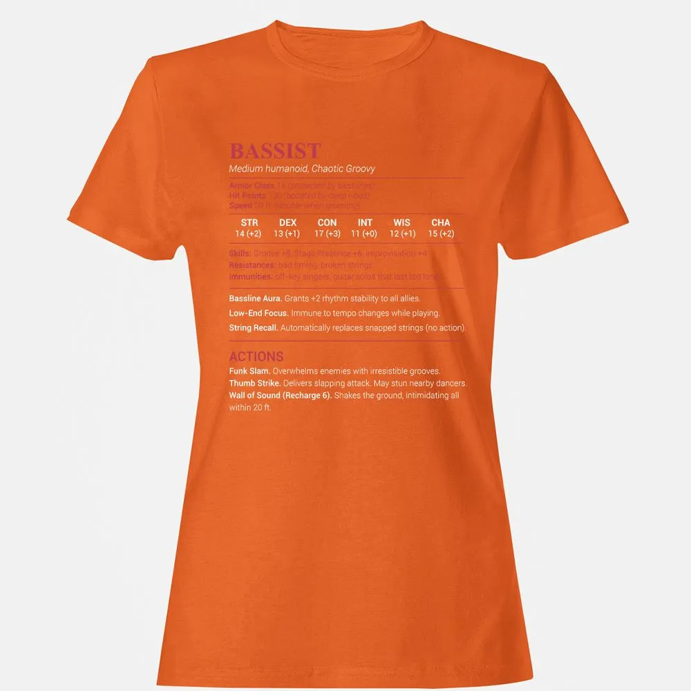 Bassist Stats Women's T-Shirt - Orange - 11