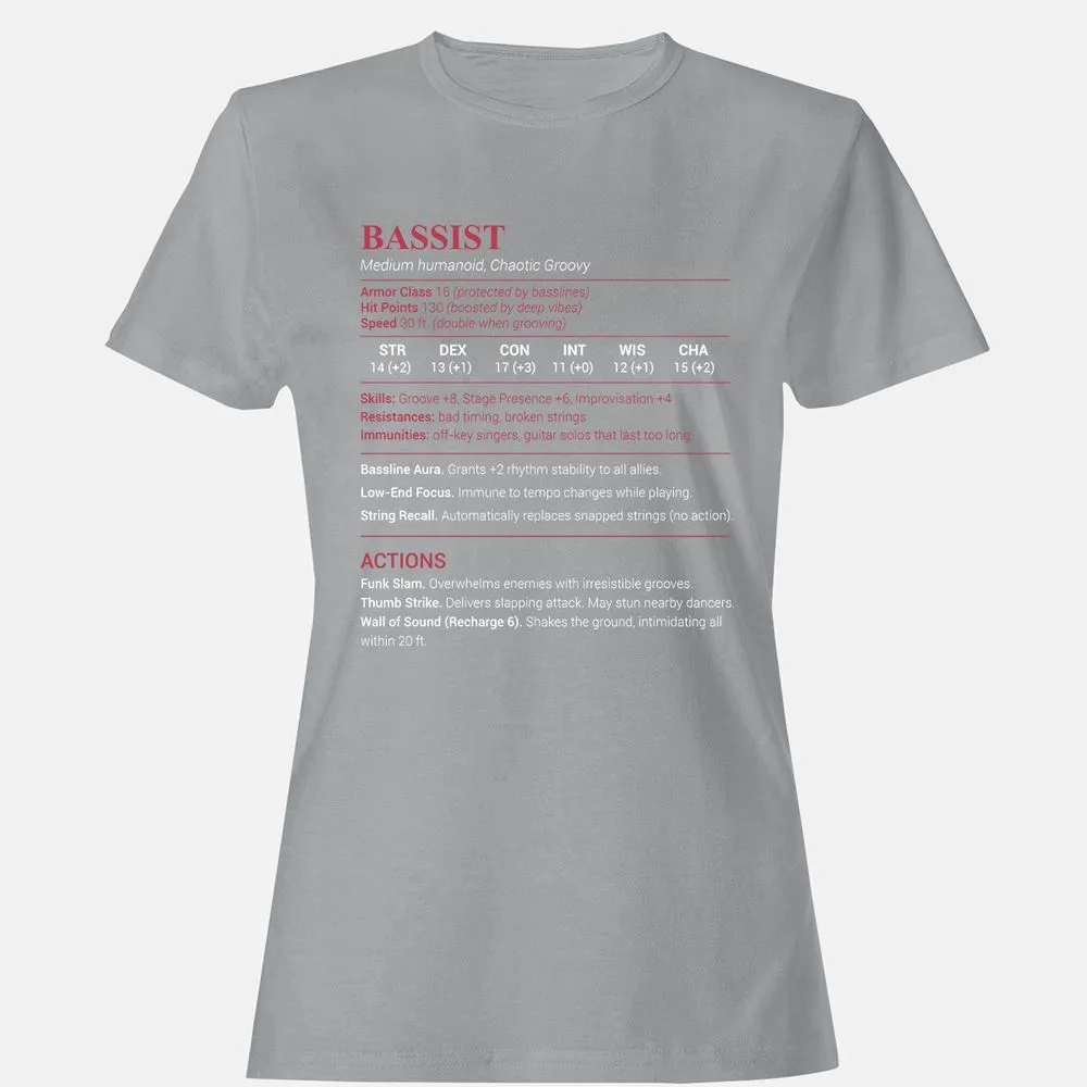 Bassist Stats Women's T-Shirt - Sport Grey - 15
