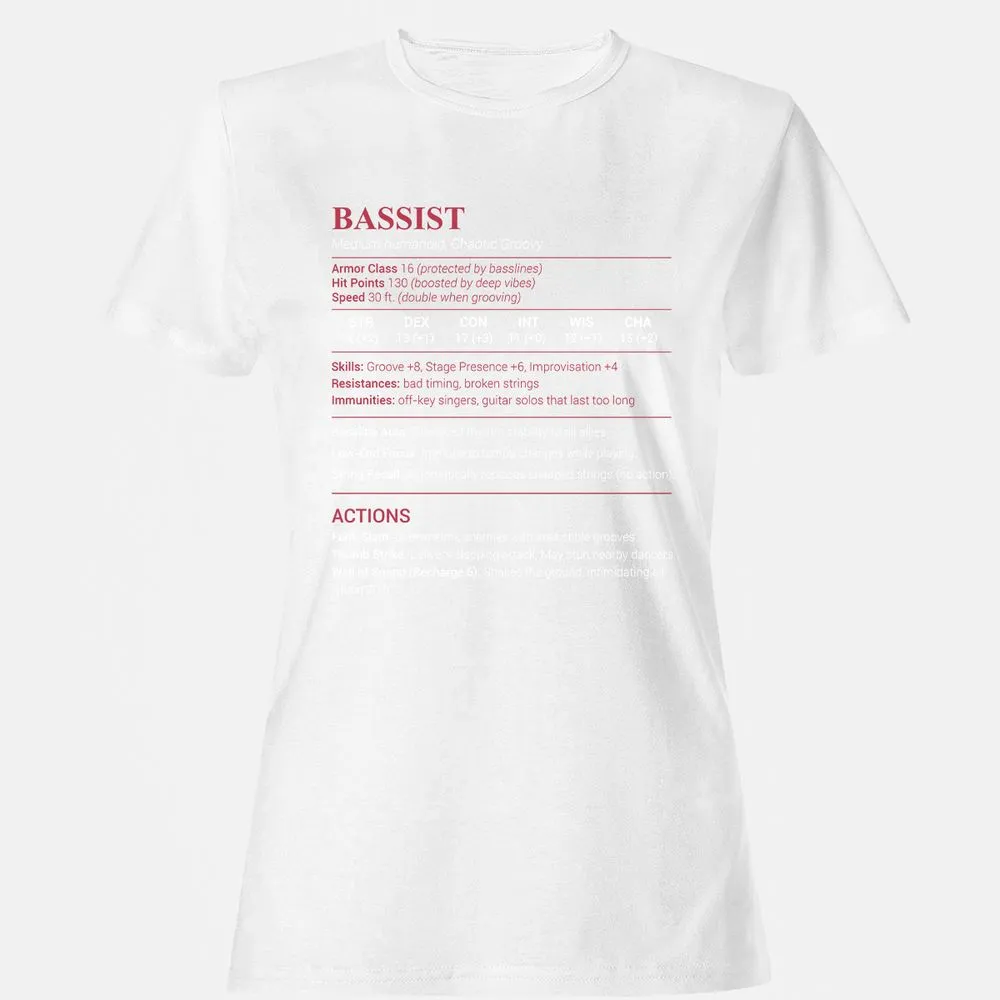 Bassist Stats Women's T-Shirt - White - 16