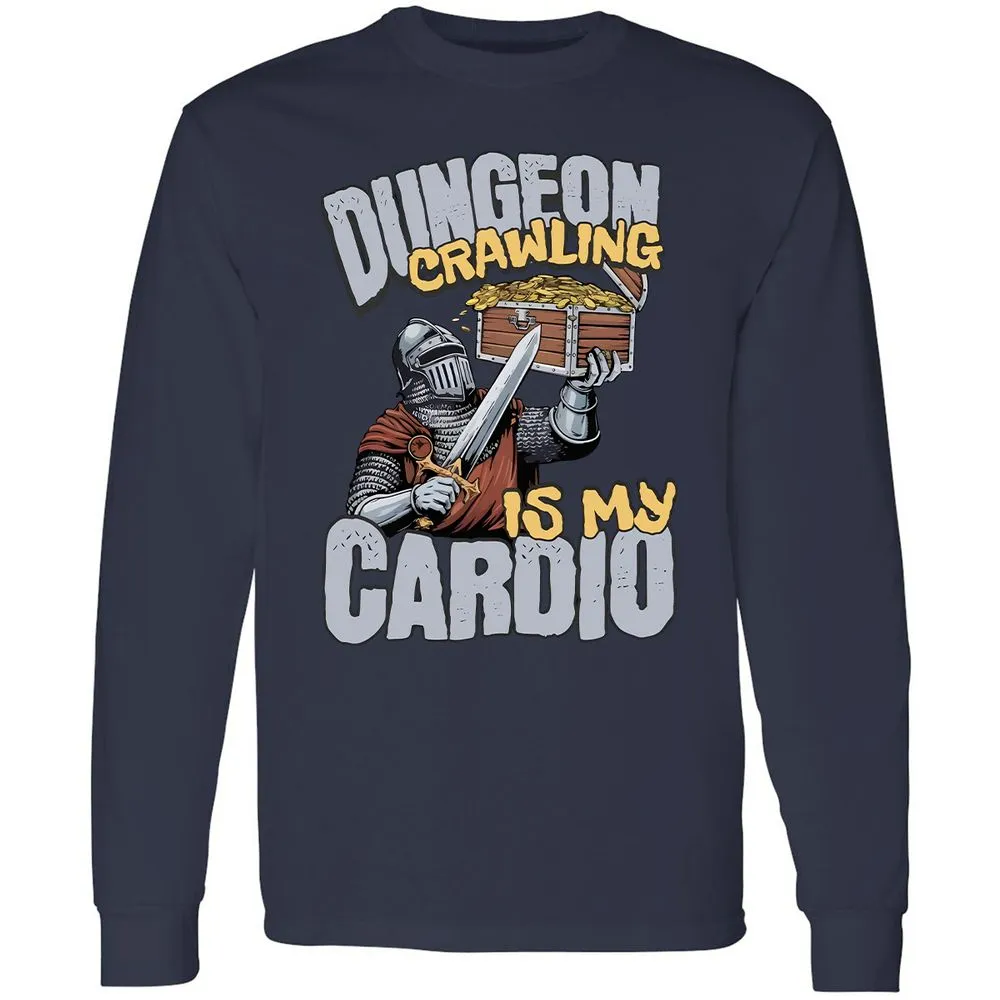 Dungeon Crawling Is My Cardio Long Sleeve T-Shirt - Navy - 2