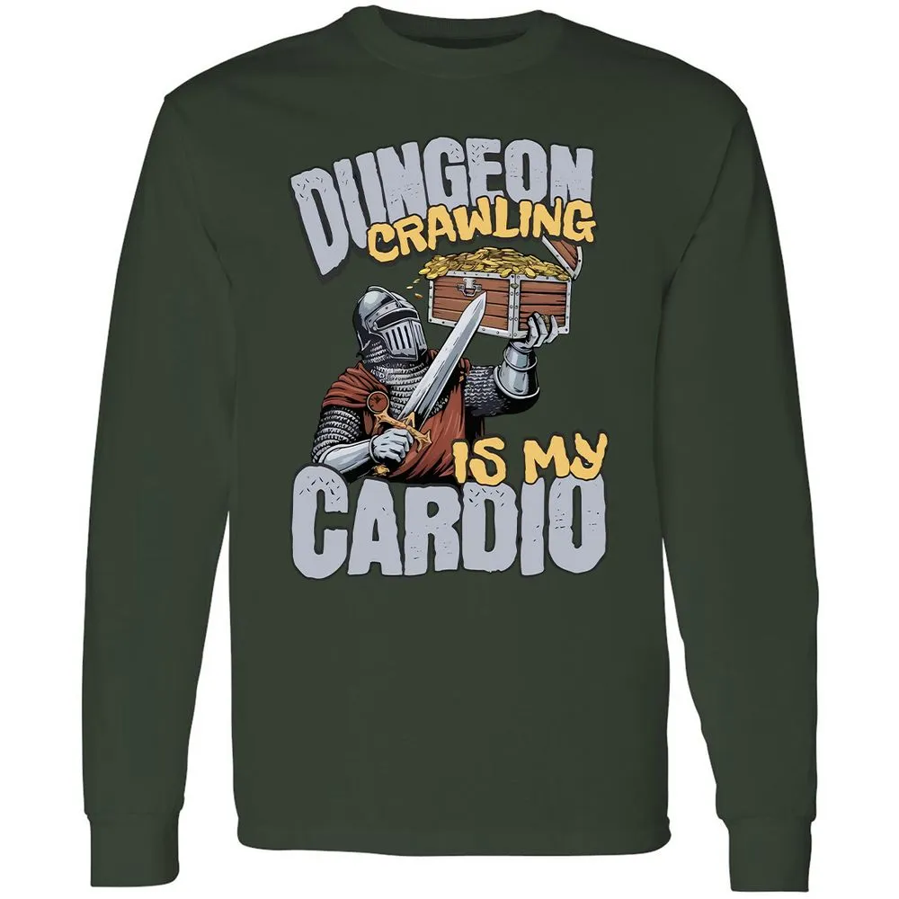 Dungeon Crawling Is My Cardio Long Sleeve T-Shirt - Forest Green - 4