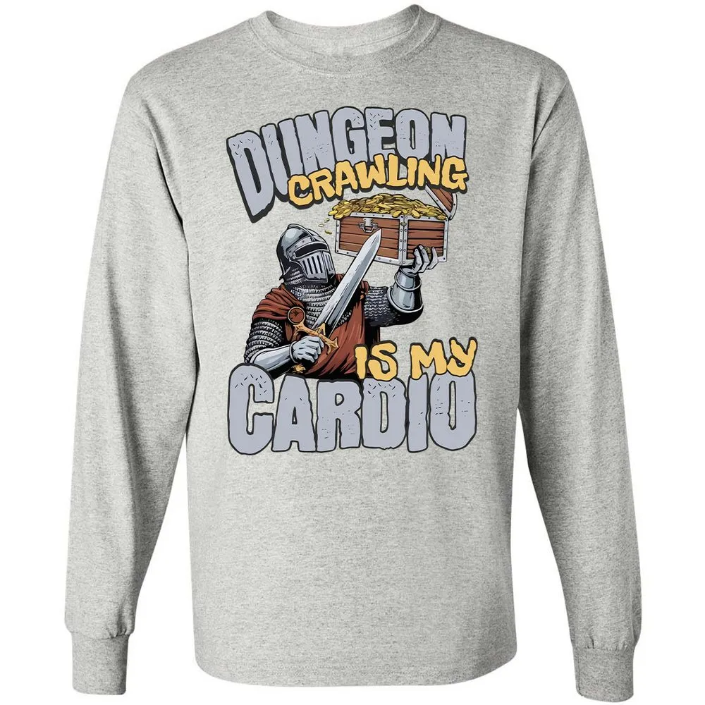 Dungeon Crawling Is My Cardio Long Sleeve T-Shirt - Ash - 7