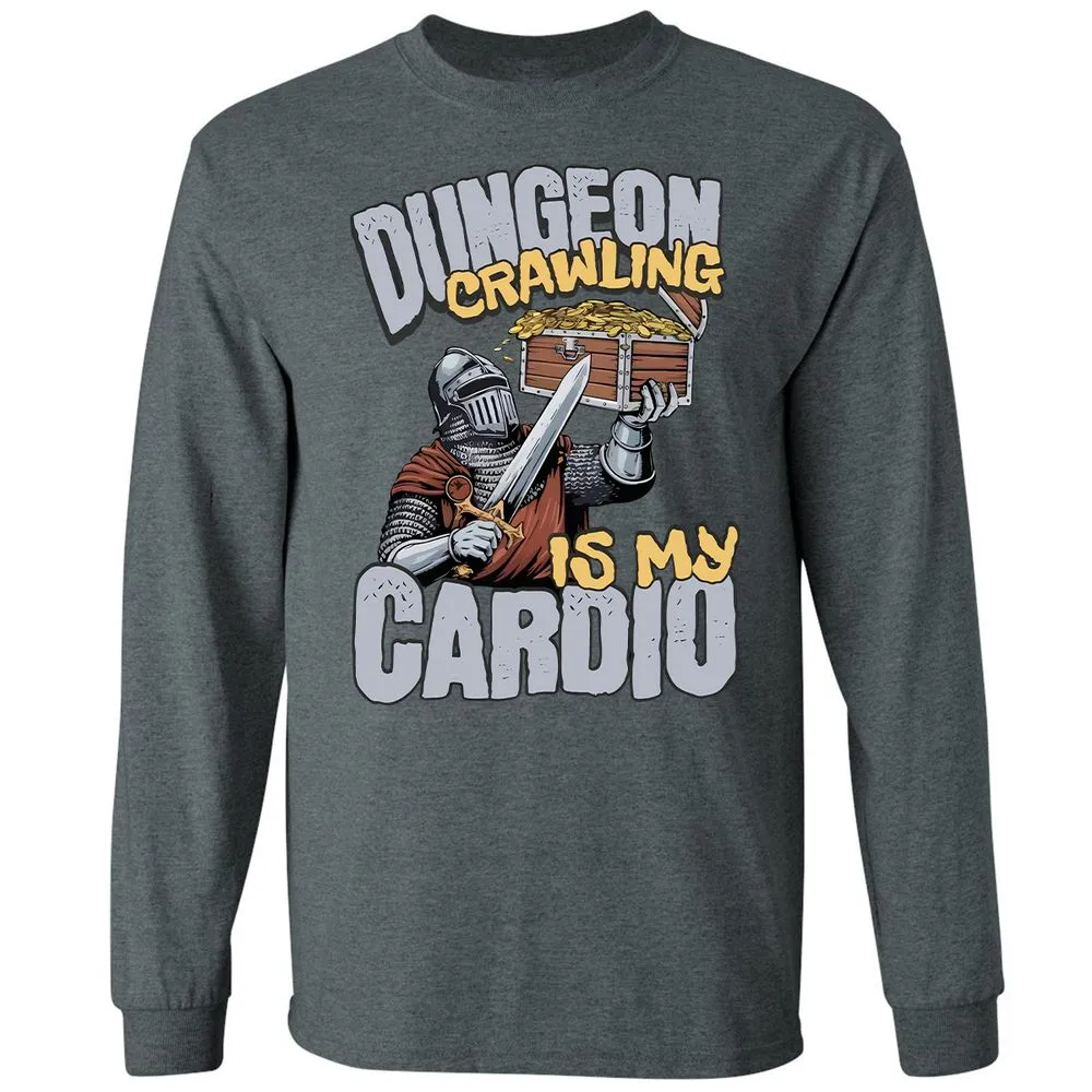 Dungeon Crawling Is My Cardio Long Sleeve T-Shirt - Dark Heather - 15