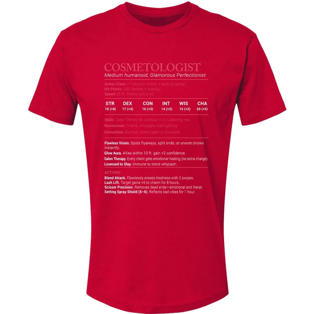 Cosmetologist Stats Premium Unisex T-Shirt - Red - 6