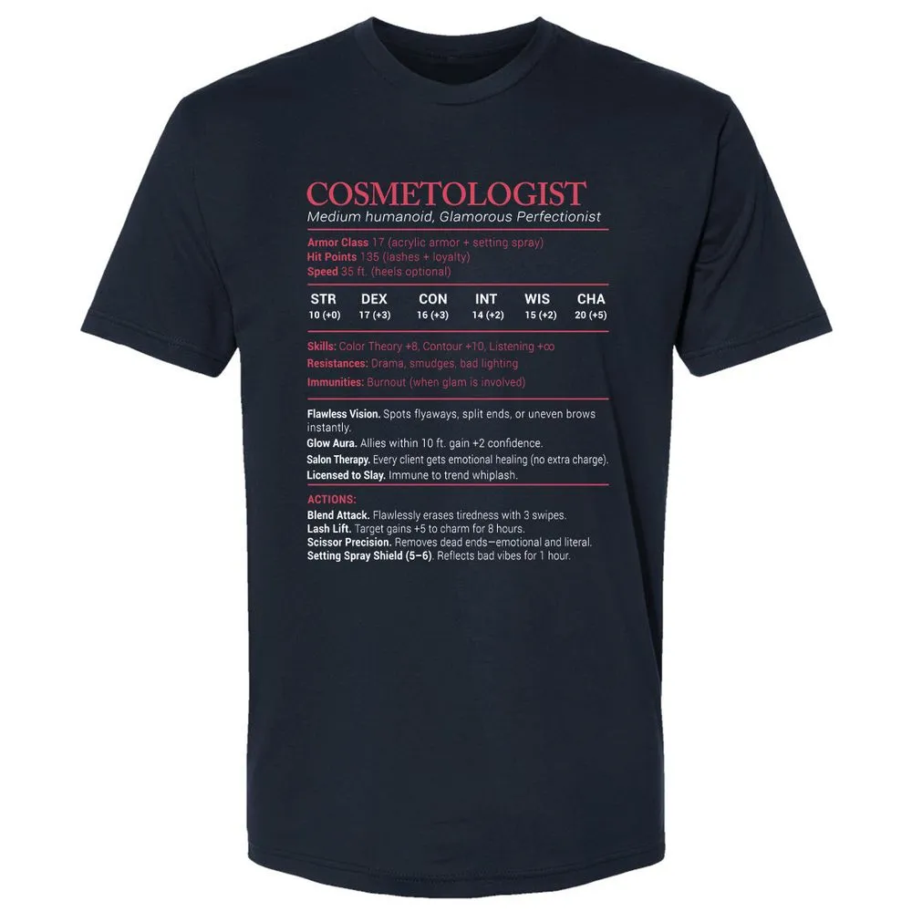 Cosmetologist Stats Premium Unisex T-Shirt - Midnight Navy - 2